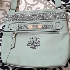 pretty blue  blingged out in silver  large